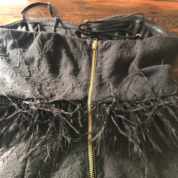 Strapless black dress w/ feathers - Picture 3 of 8